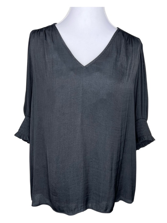 Maison D' Amelie Tops - Maison d’Amélie Paris Black V-Neck Blouse Size Medium Smocked Sleeve Top